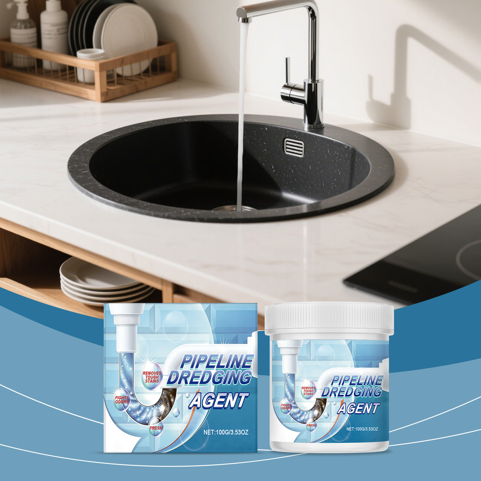 Drain Unclog Powder Household Descaling Deodorizing For Kitchen Bathroom Sewer Hair Clog Cleaning
