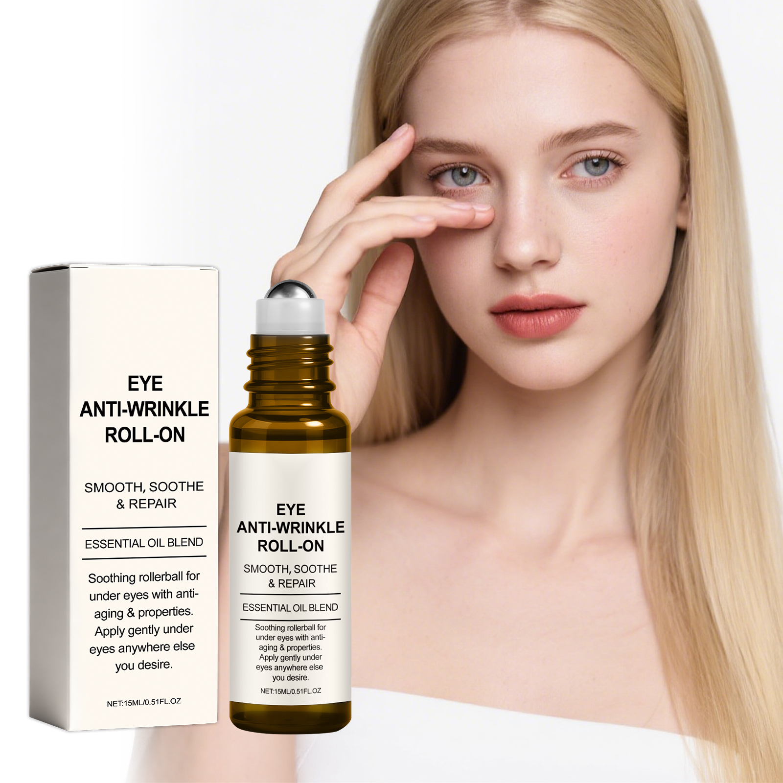 Eye Roller Essence Liquid Moisturizing Brightening Lifting Elastic Glossy Smooth Skin Eye Area Massage Care