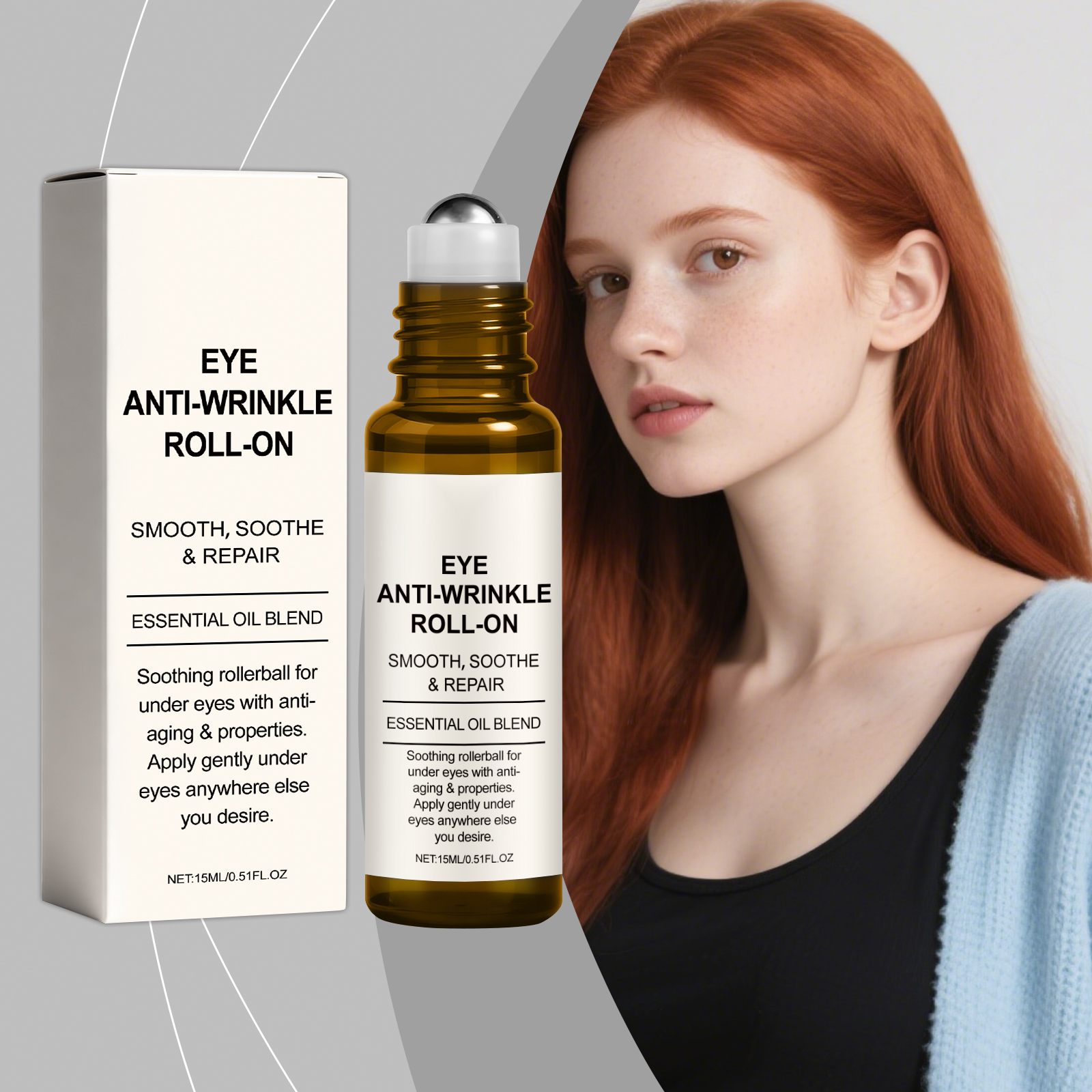 Eye Roller Essence Liquid Moisturizing Brightening Lifting Elastic Glossy Smooth Skin Eye Area Massage Care