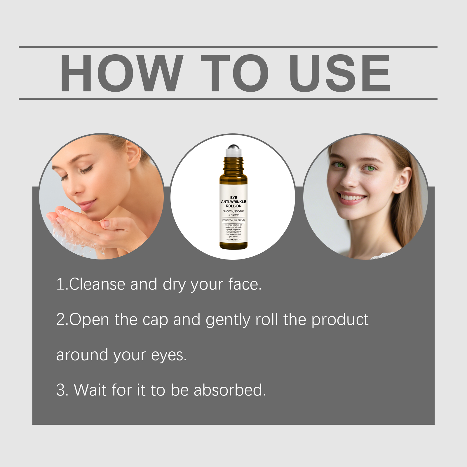 Eye Roller Essence Liquid Moisturizing Brightening Lifting Elastic Glossy Smooth Skin Eye Area Massage Care