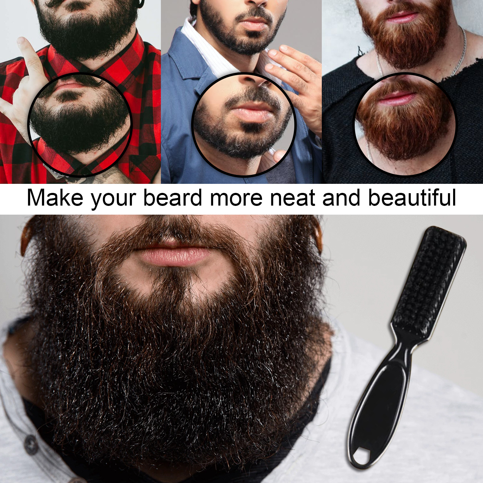 Men Beard Styling Beard Brush Cleaning Grooming Shaping Facial Smoothing Hair Brush