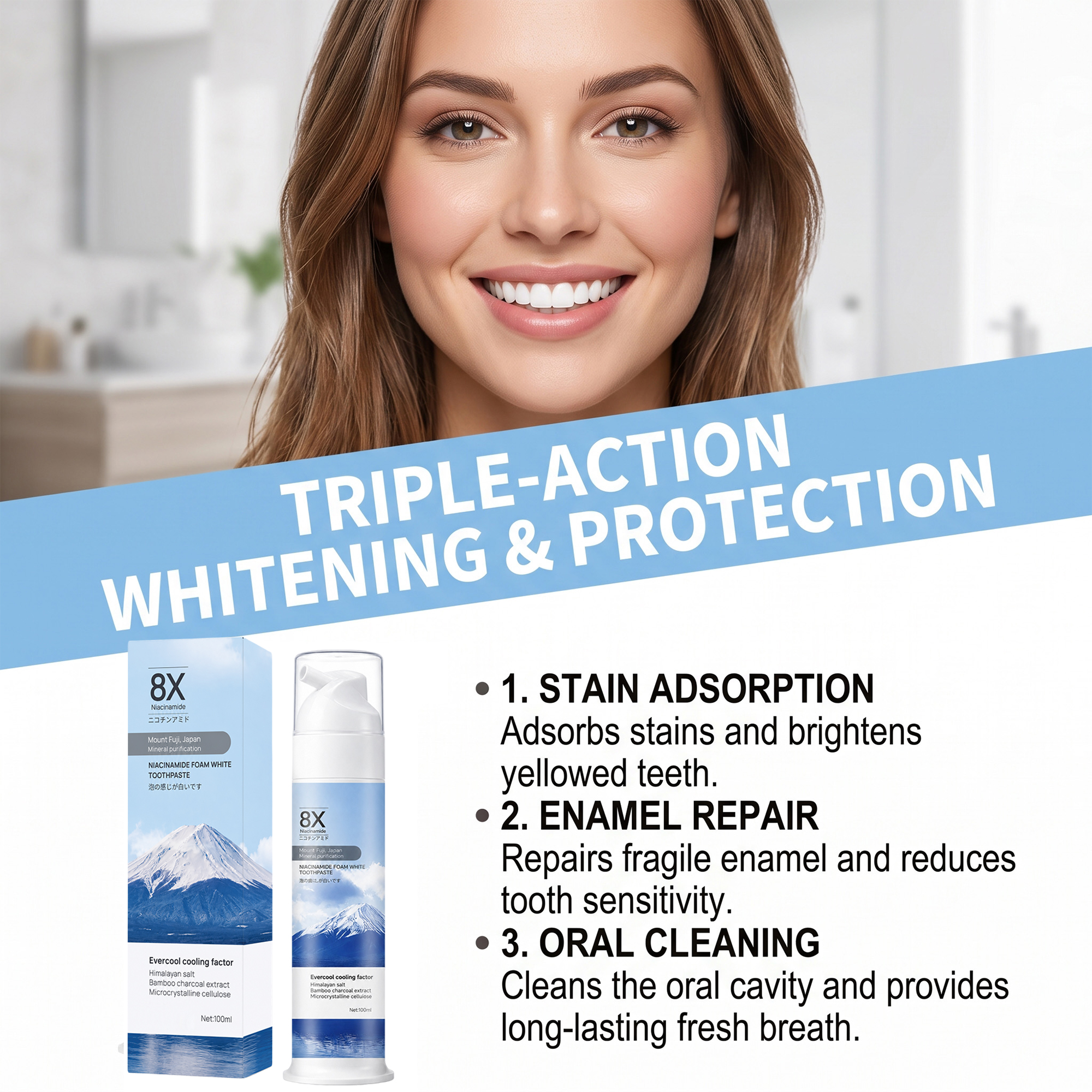 Nicotinamide Toothpaste Dense Foam Gentle Cleansing Refreshing Comfort Fresh Daily Oral Teeth Care