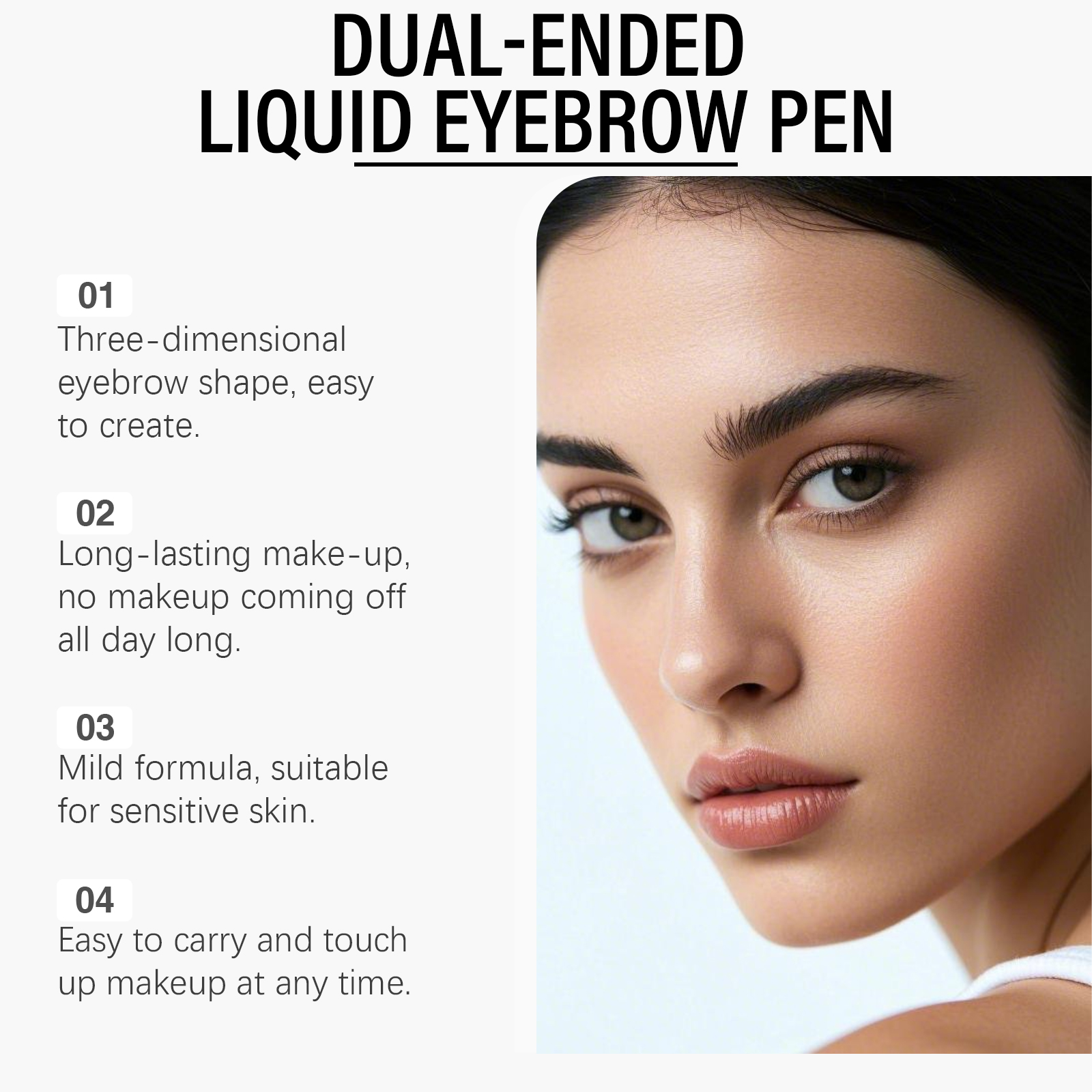 Black Two In One Eyebrow Pencil Three Dimensional Colorfast Smudge Proof Natural Convenient Smooth Eyebrow Tool