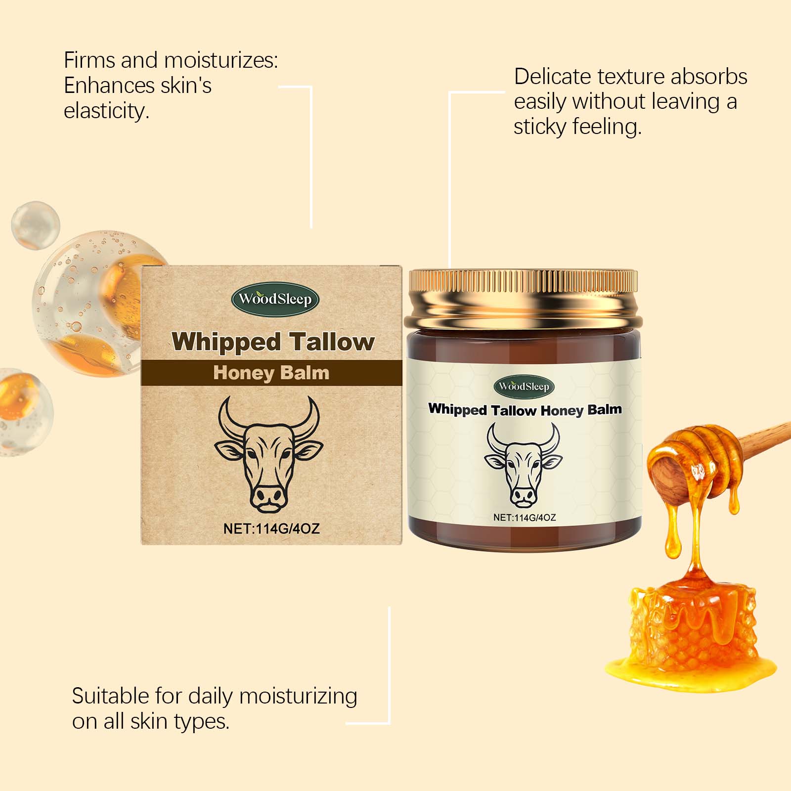 Shea Butter Honey Moisturizing Cream Nourishes Skin Light Non Sticky Silky Hydrating Body Lotion