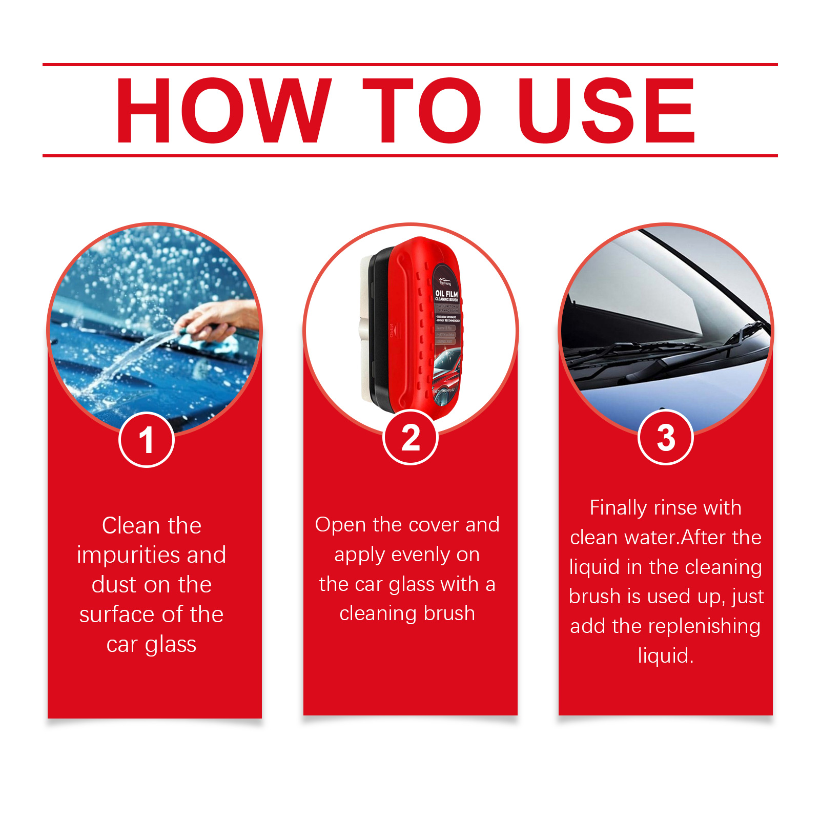 Car Window Crystal Clear Glass Cleaner Set Rainproof Decontamination Cleaning Window Glass Brush