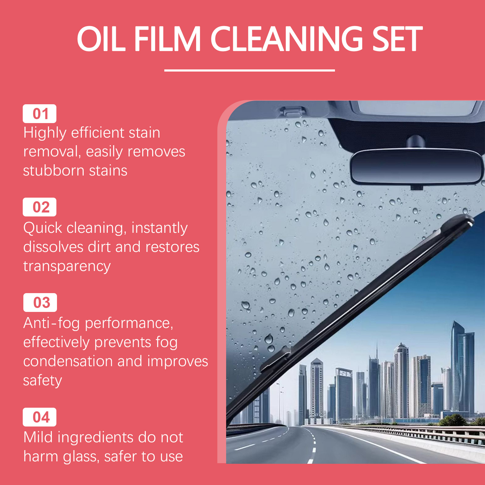 Car Window Crystal Clear Glass Cleaner Set Rainproof Decontamination Cleaning Window Glass Brush
