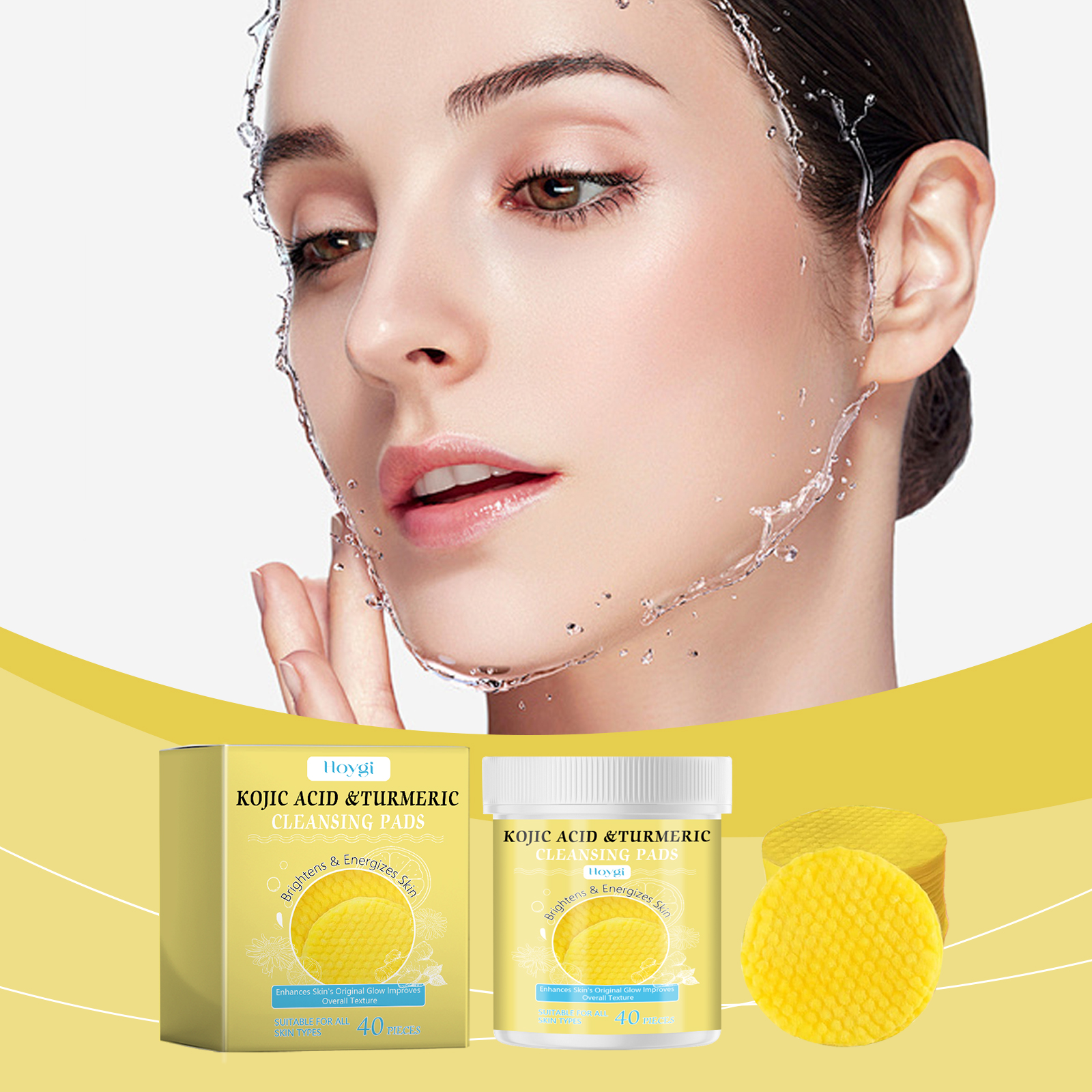 Turmeric Kojic Acid Cleansing Pads Daily Facial Gentle Cleansing Nourishing Brightening Skin Care