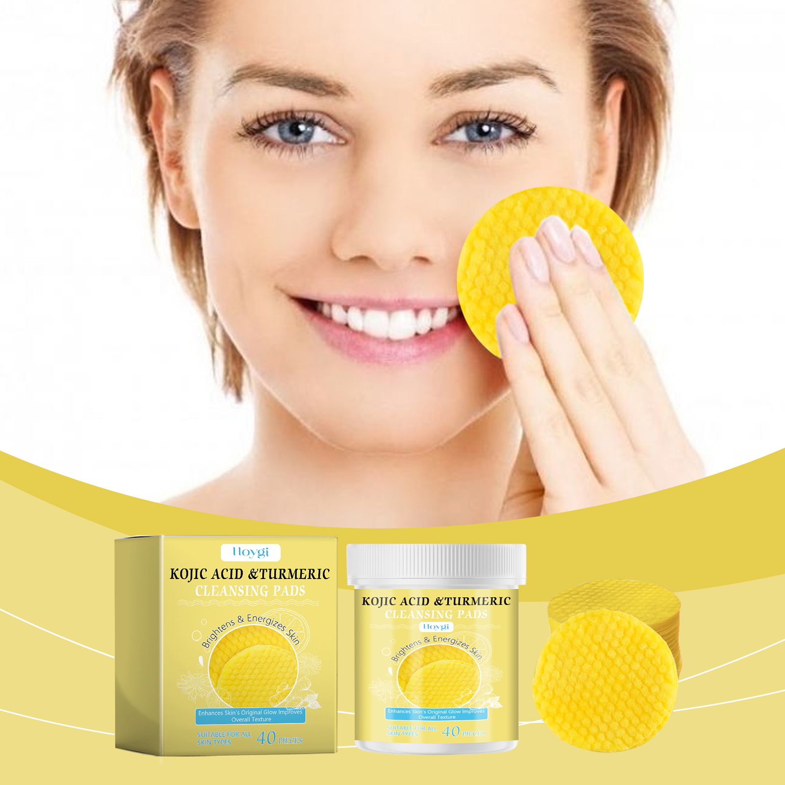 Turmeric Kojic Acid Cleansing Pads Daily Facial Gentle Cleansing Nourishing Brightening Skin Care