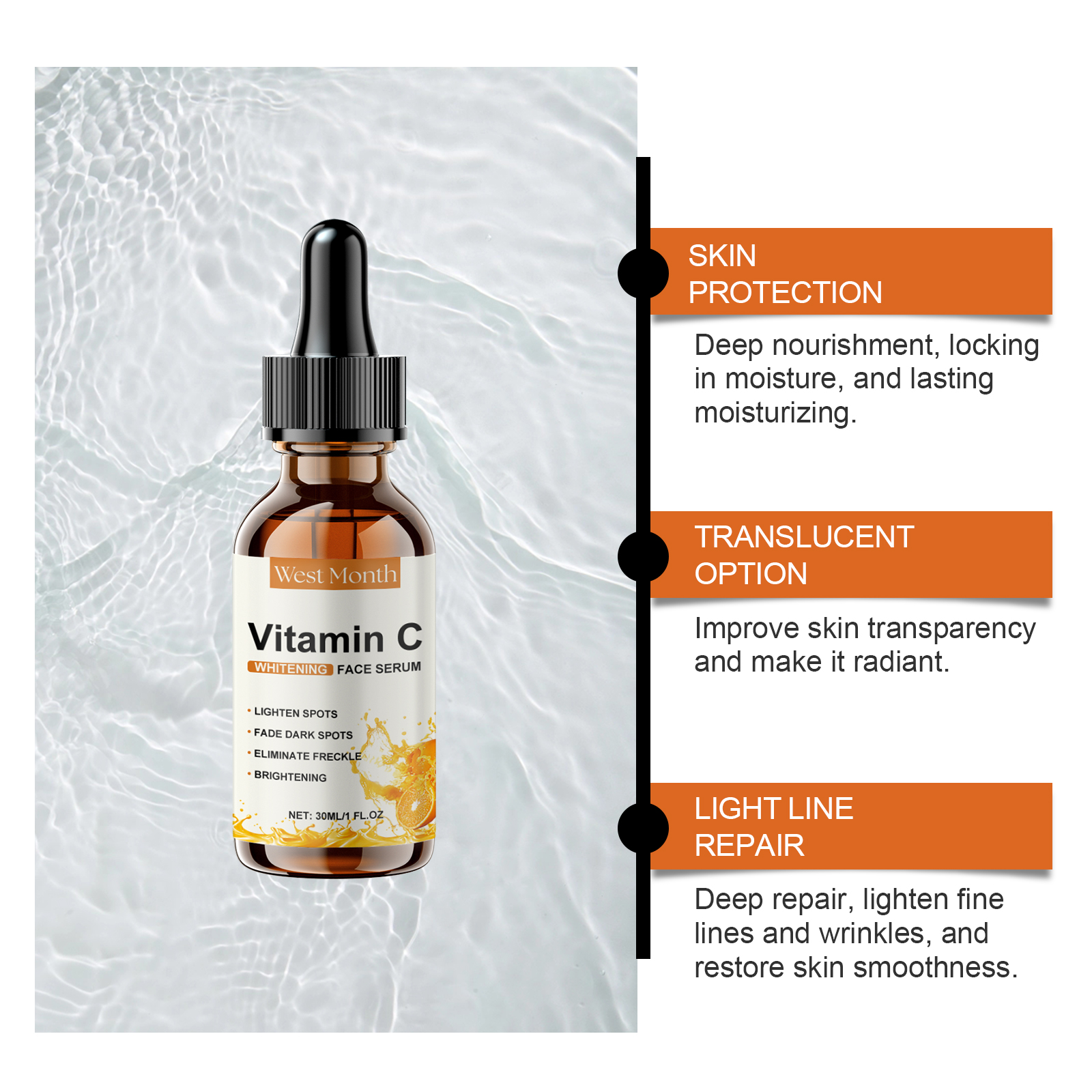 Vitamin C Facial Serum Moisturizing Hydrating Nourishing Brightening Smoothing Skin Essence Liquid
