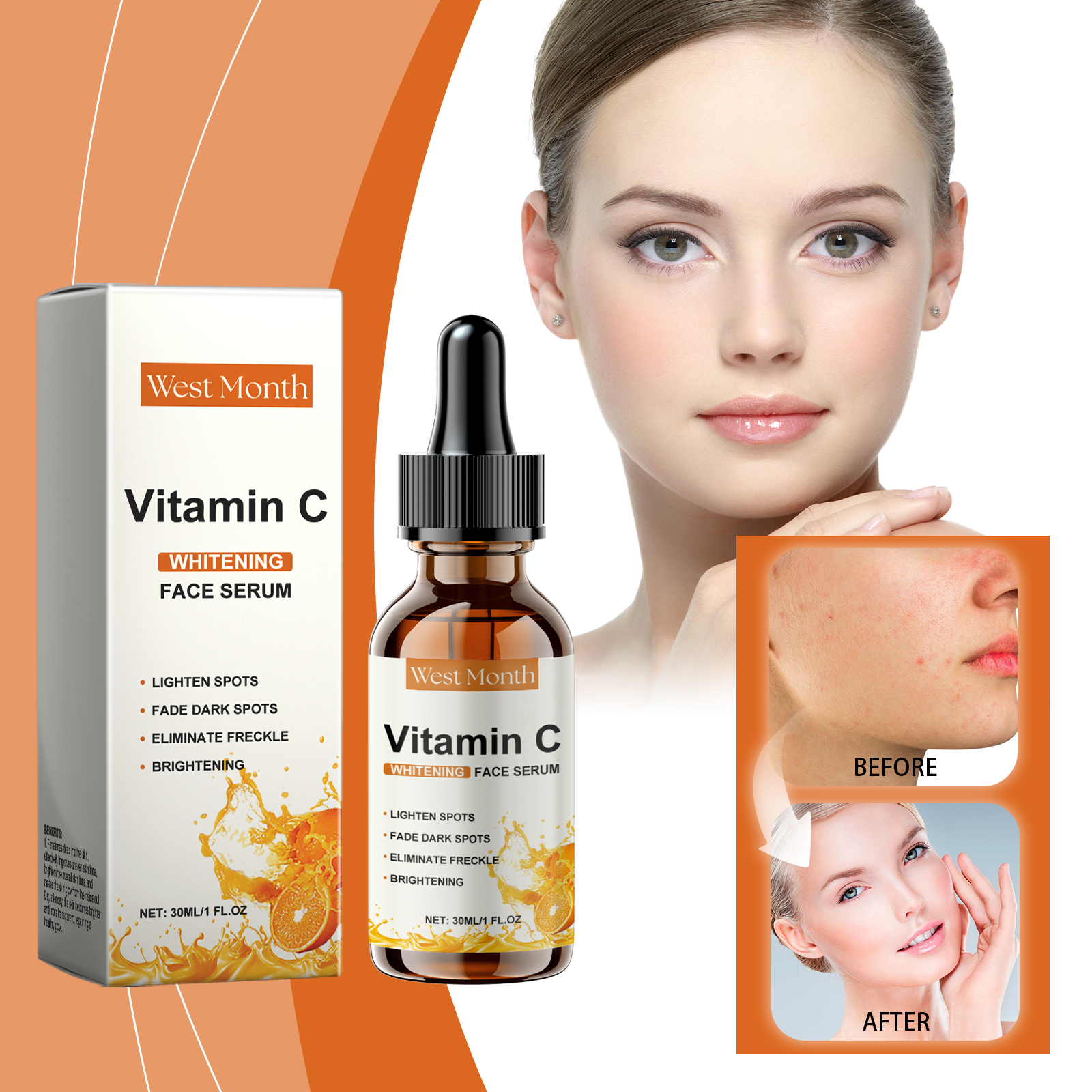 Vitamin C Facial Serum Moisturizing Hydrating Nourishing Brightening Smoothing Skin Essence Liquid
