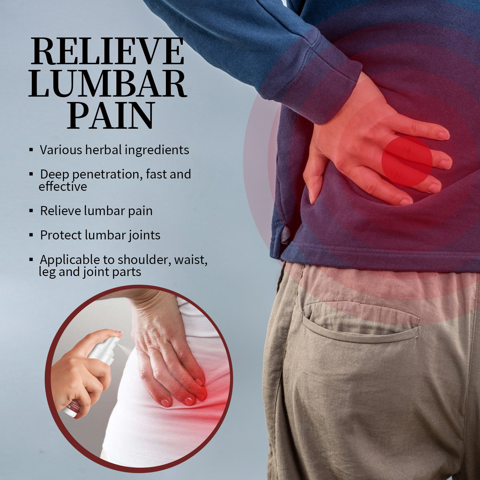 Cooling Gel Spray For Lumbar Knee Heel Discomfort Relief Joint Care Daily Soothing Spray 60ml
