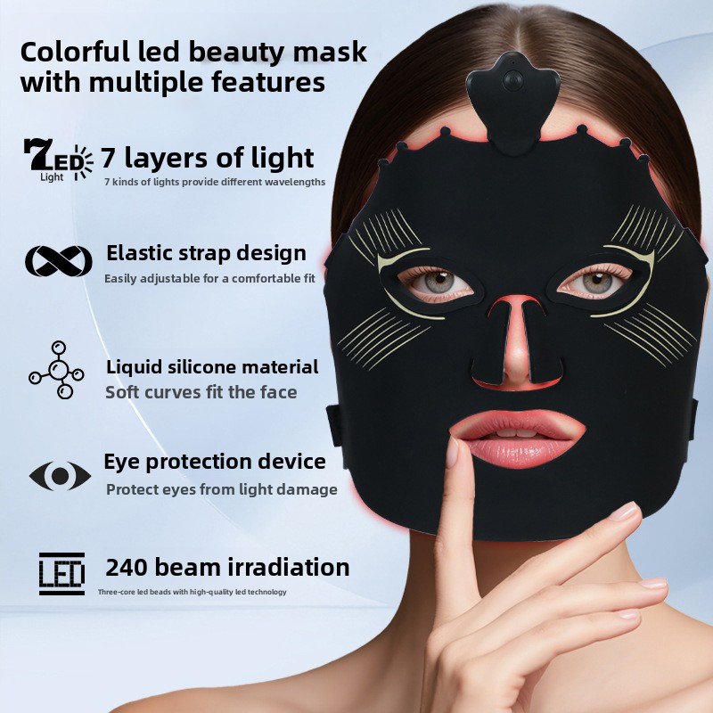 Wireless LED Facial Mask 7 Colors Photon Red Light Therapy Mask Beauty Masks For Skin Rejuvenation Tightening Lifting Anti-aging Beauty Whitening Home