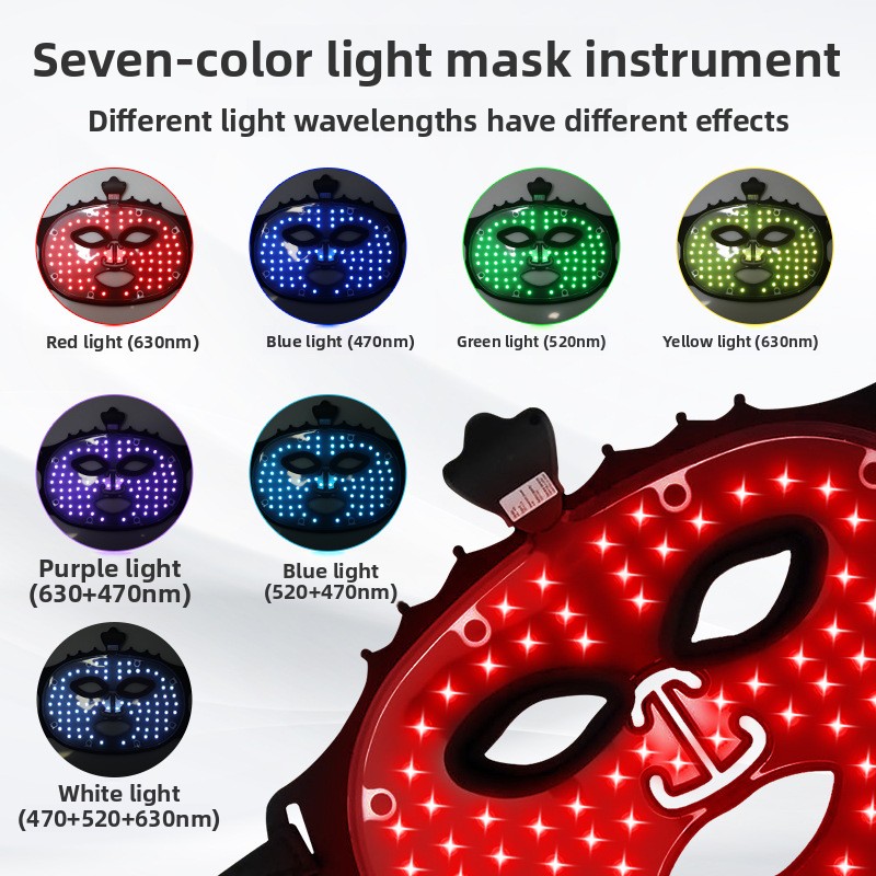 Wireless LED Facial Mask 7 Colors Photon Red Light Therapy Mask Beauty Masks For Skin Rejuvenation Tightening Lifting Anti-aging Beauty Whitening Home