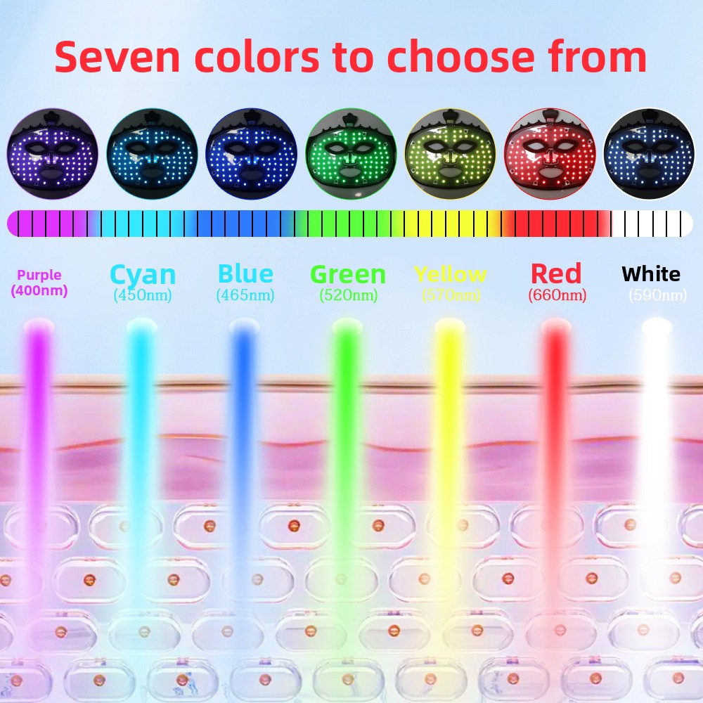 Wireless LED Facial Mask 7 Colors Photon Red Light Therapy Mask Beauty Masks For Skin Rejuvenation Tightening Lifting Anti-aging Beauty Whitening Home