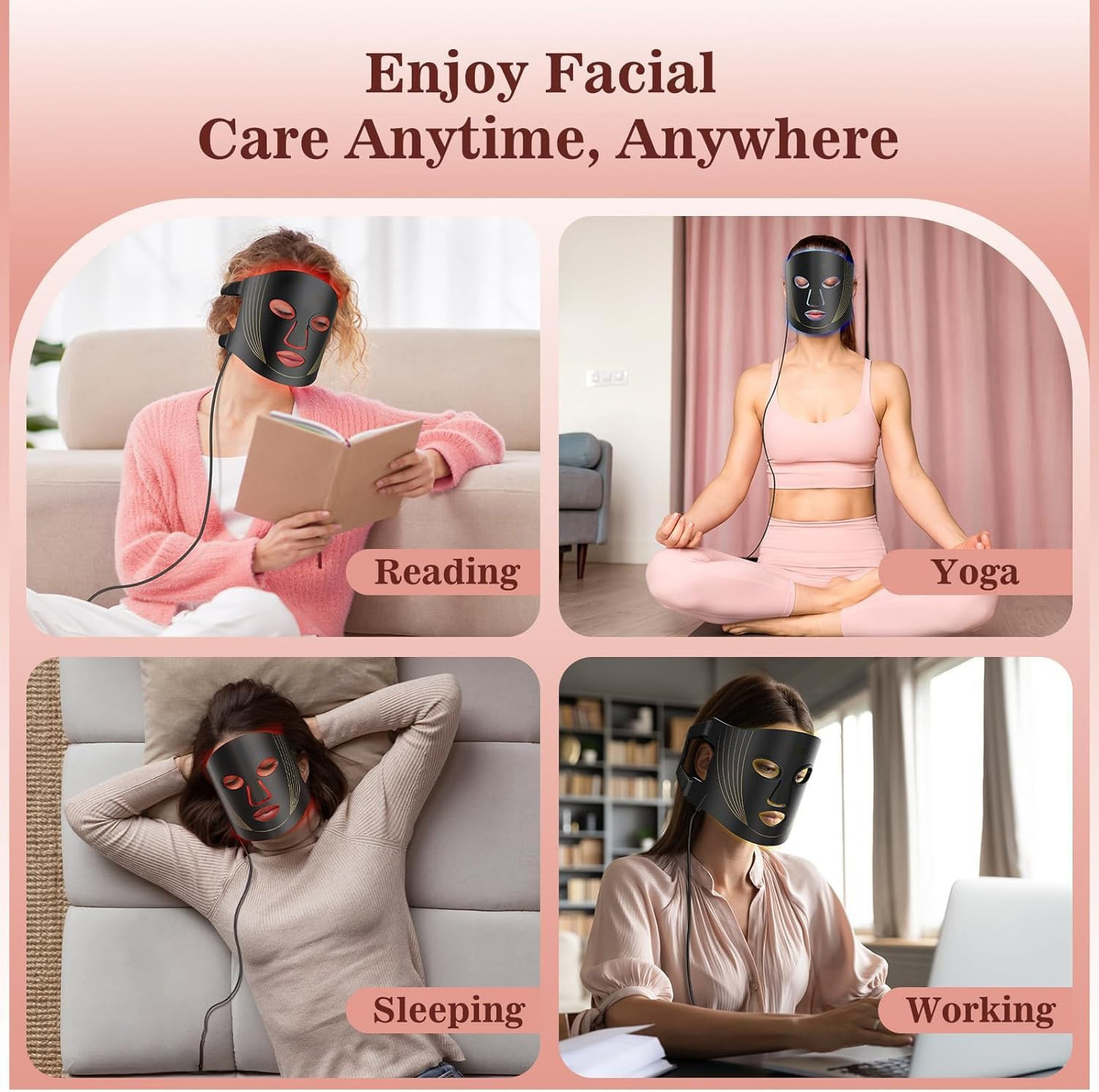 Rechargeable 7 Colors Silicone Facial Beauty Mask Advanced LED Face Mask Skin Care Device for Face Lifting Whitening Glowing Skin Home and Salon Use