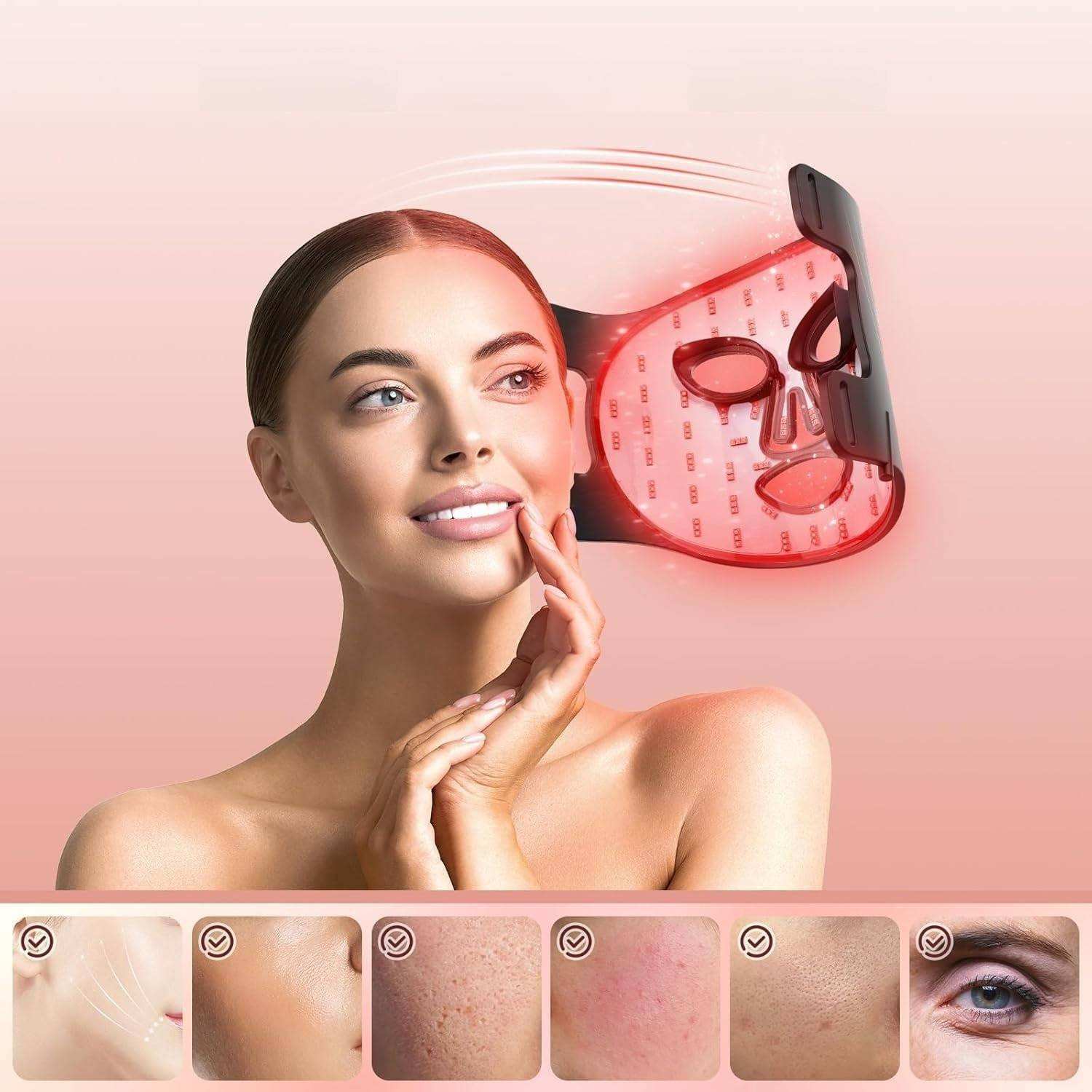 Rechargeable 7 Colors Silicone Facial Beauty Mask Advanced LED Face Mask Skin Care Device for Face Lifting Whitening Glowing Skin Home and Salon Use