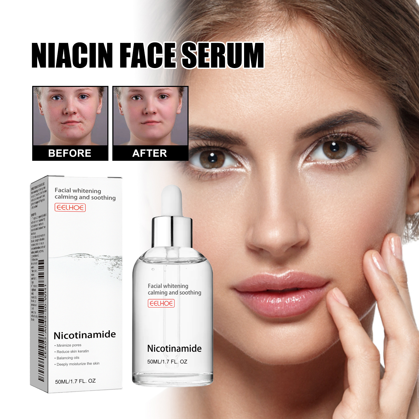 Niacinamide Face Serum Gentle Moisturizing Pore Care Brightening For Daily Skincare 50ml
