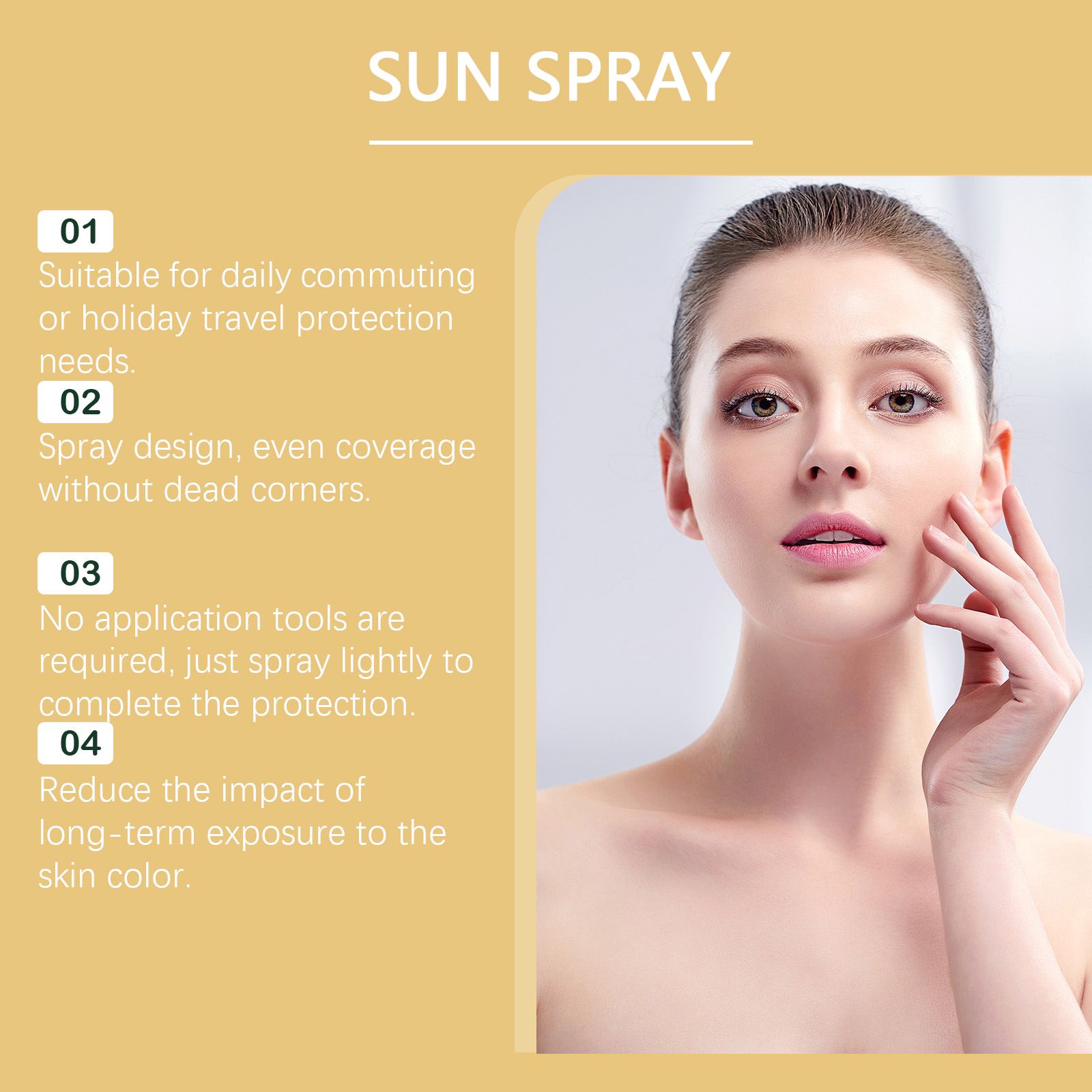 Waterproof Protection Spray Lightweight Portable Physical Shield Moisturizing For Face And Body 100ml