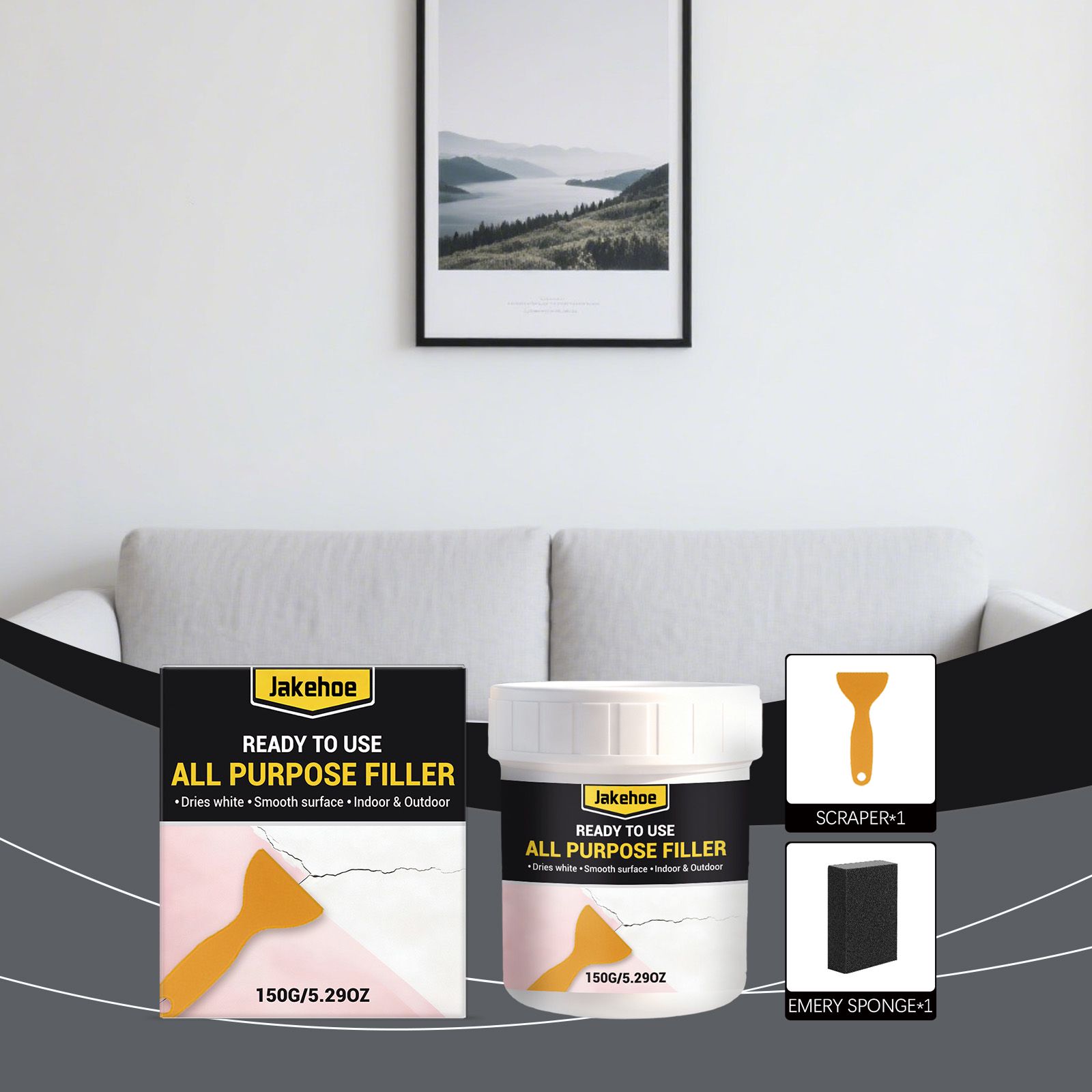 Wall Repair Kit Multi Purpose Paste For Cracks Holes And Surface Restoration With Scraper