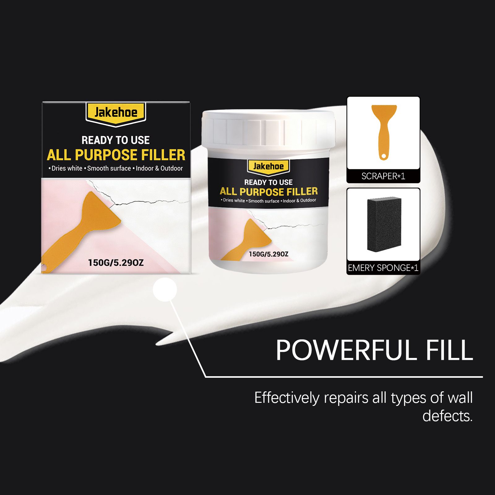 Wall Repair Kit Multi Purpose Paste For Cracks Holes And Surface Restoration With Scraper