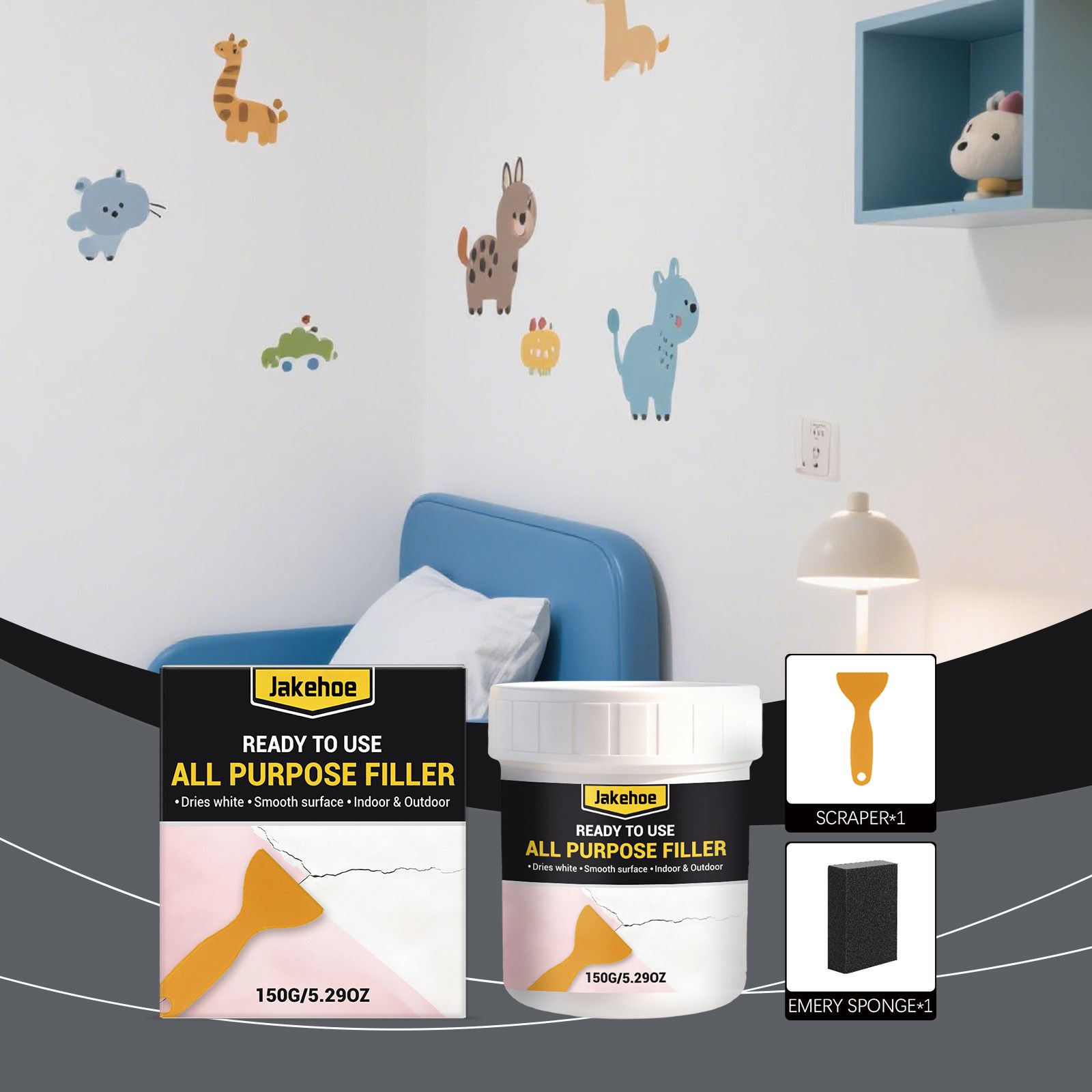 Wall Repair Kit Multi Purpose Paste For Cracks Holes And Surface Restoration With Scraper
