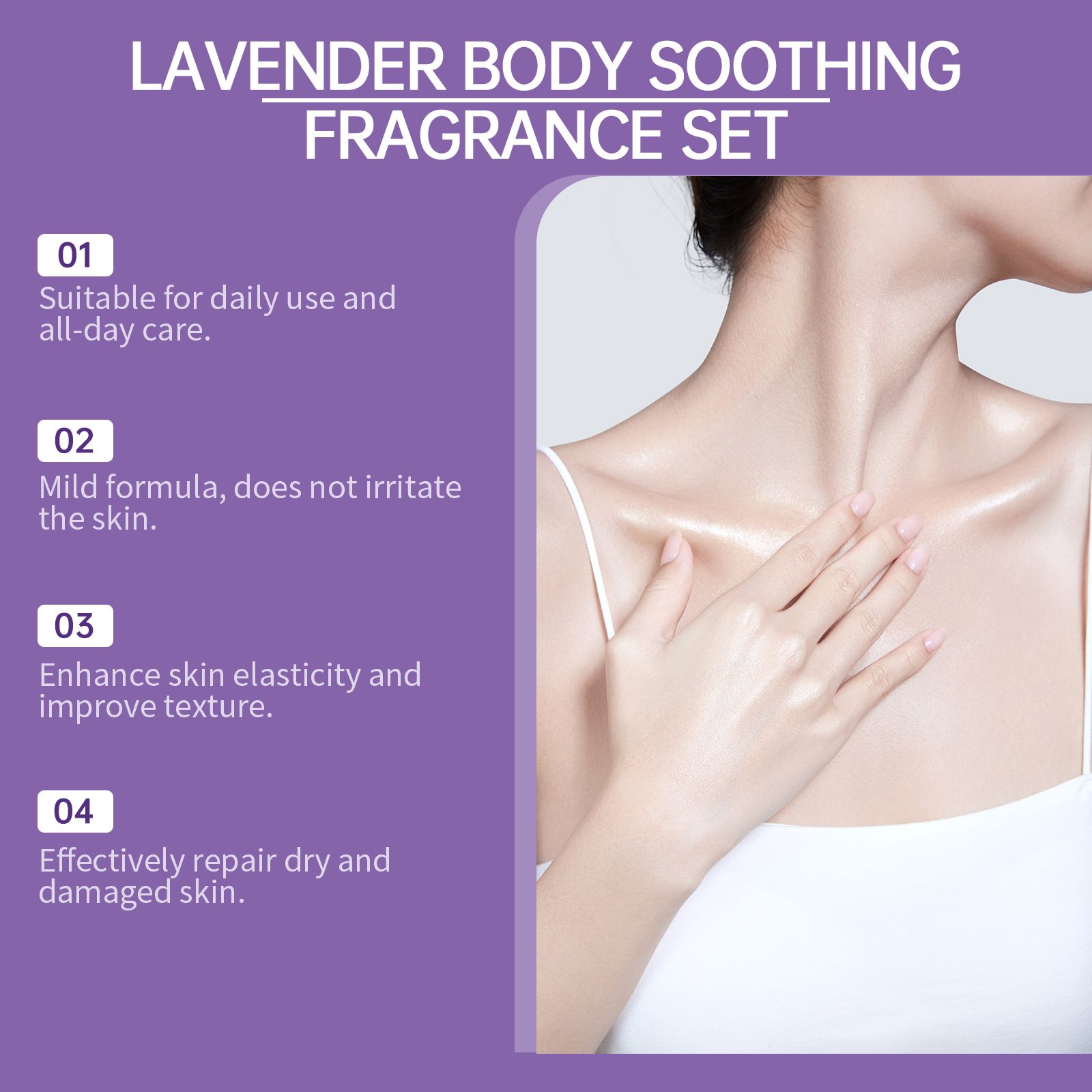 Lavender Body Care Gift Set With Body Wash Lotion And Perfume Spray For Daily Hydration