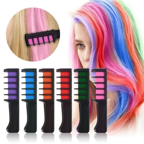 6 Colors Hair Dye Comb Brush Personal Salon Temporary Crayons Hair Dyeing Tool
