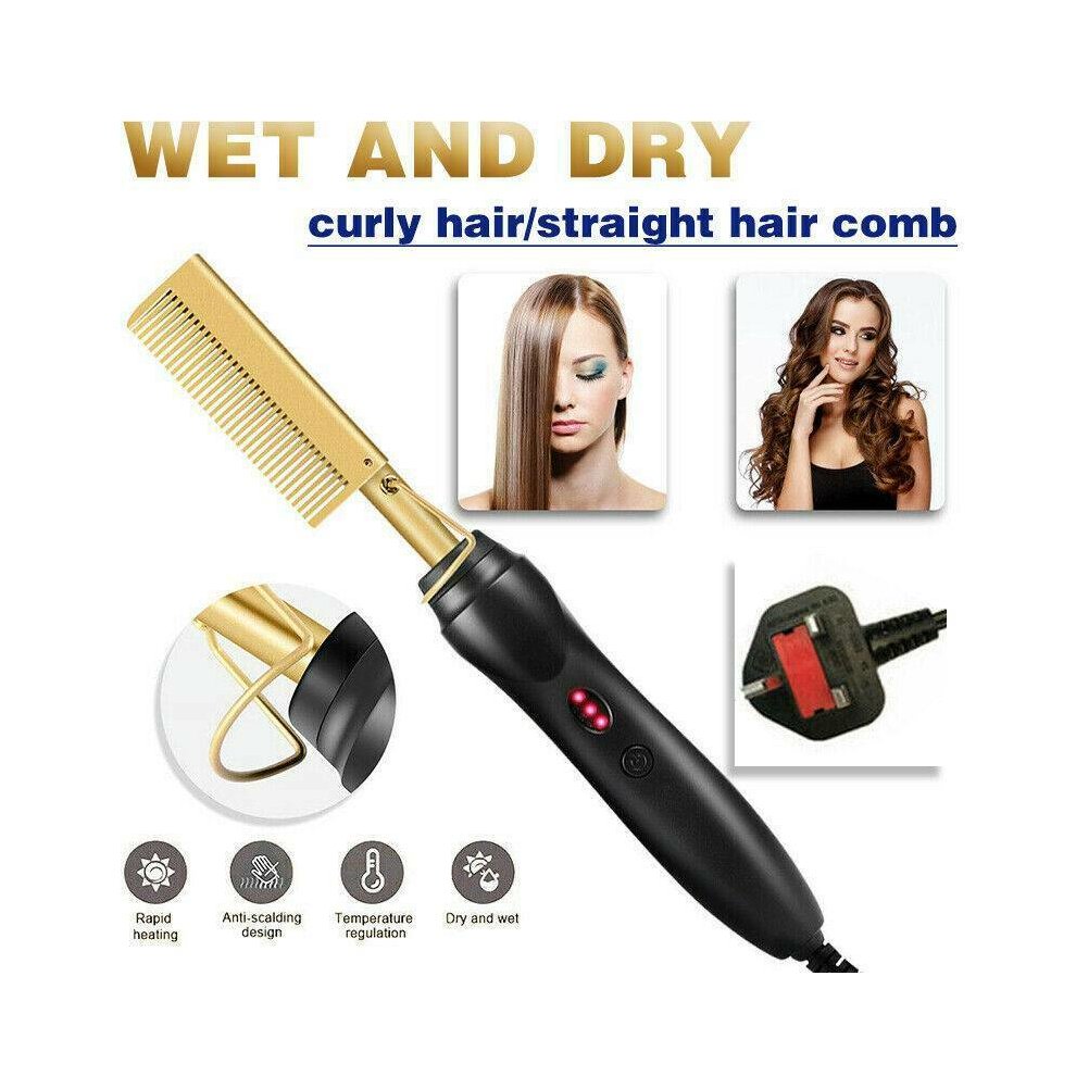 Hair Straightener Hot Comb Electric Beard Curler Brush Copper Comb Curling Iron Travel Styling Wand
