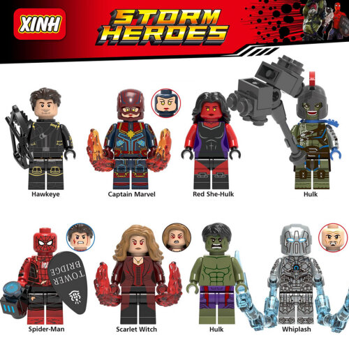 8PCS Superheroes Hulk Superman Mini figures Building Block Toy XMAS