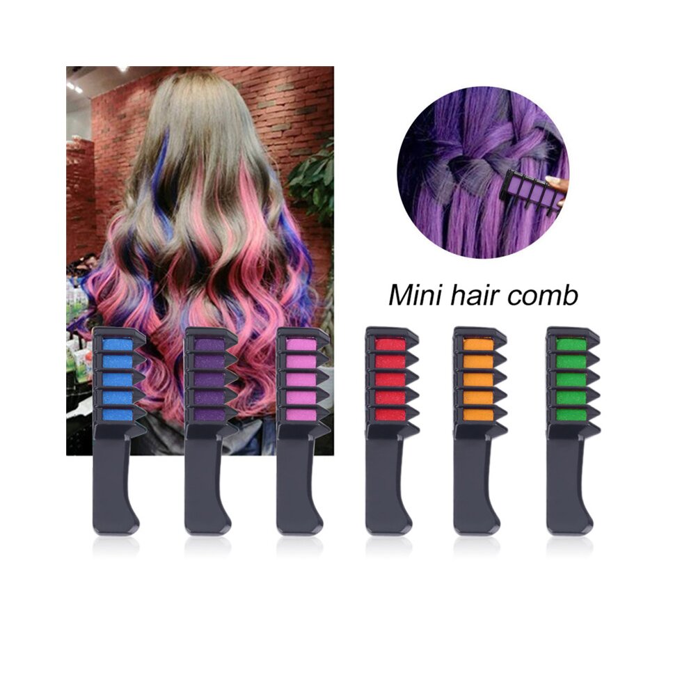 6 Colors Hair Dye Comb Brush Personal Salon Temporary Crayons Hair Dyeing Tool