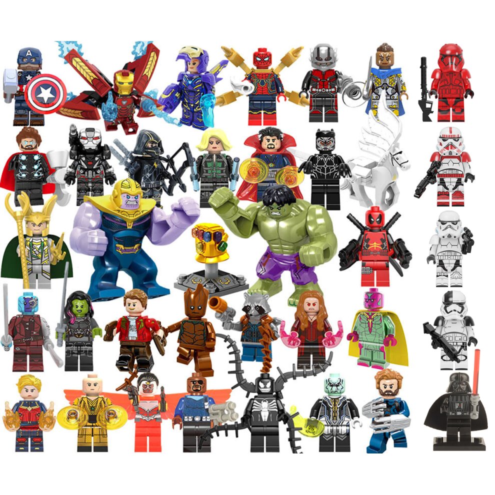 Superhero Avengers Minifigures Star Wars Stormtrooper Building Blocks Kit Compatible Toys Fit Lego Complete Full Set of 37 Birthday Party Supplies Gift for Kids