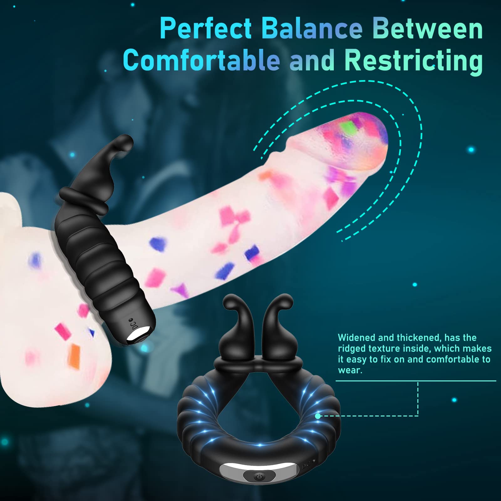 Cock Ring Vibrating Penis Rings Adult Toys Couples Clit Vibrator Mens Sex Toys Massager USB Rechargeable 10 Vibration Modes Testicles Clitoris Stimulation Sexual Pleasure