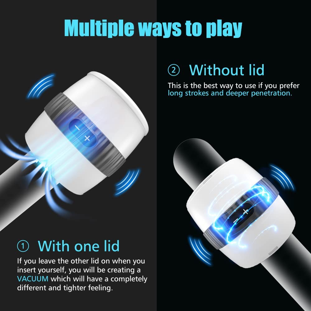 Male Masturbator Sex Toys for Men Pocket Pussy Adult Toys Open-Ended Stroker Vibrator Stimulator Machine Toys 3D Textured Tunnel with 12 Vibration Modes Mens Sex Pleasure