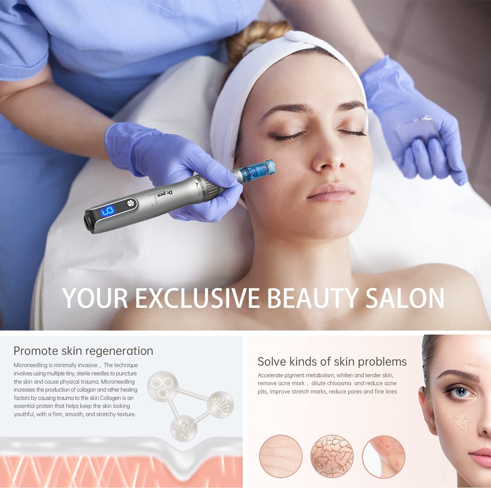 Dr. Pen Ultima M8S Professional Microneedling Pen Microneedle Dermapen for Hair Beard Growth - Wireless Derma Pen Skin Pen for Face Body