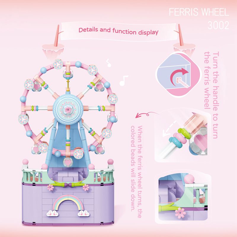 Girls Sets MINI Creative Ferris Wheel Music Box Model Building Blocks Bricks MOC City View Bricks Kids Toys Boys Gifts