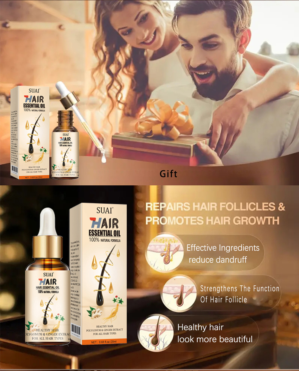 SUAI Hair Essential Oil Ginger Anti Hair Loss Repair Care Nourish Hair Growth Products