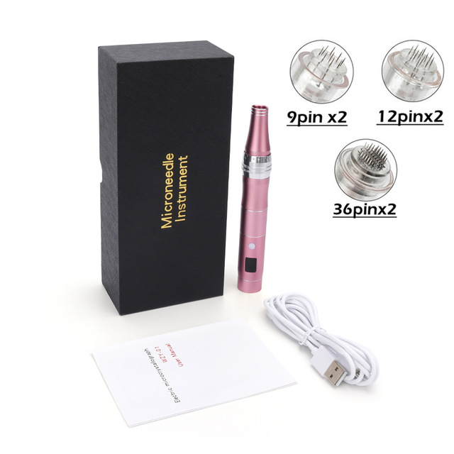 (Gold) Microneedling Pen Wireless Professional Electric Derma Pen Needles Auto Home Mts Tattoo Pen Skin Care Beauty Tool Kit Anti-Aging Mesotherapy Traetment.