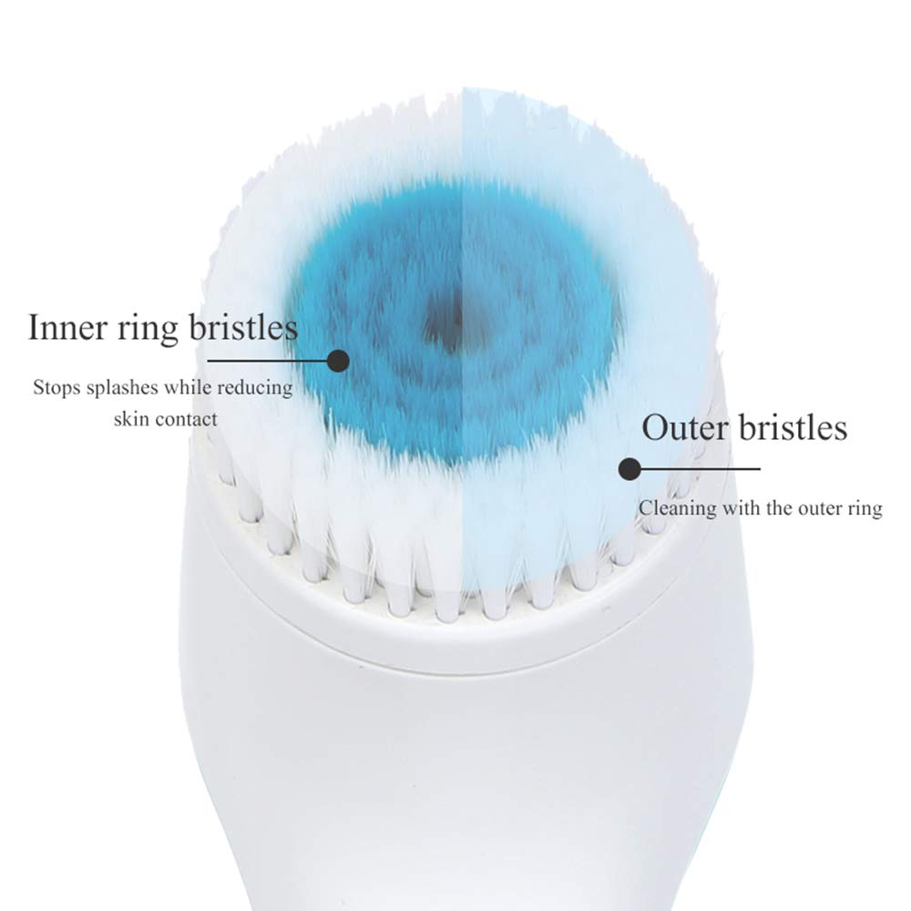 (Blue) Facial Cleansing Brush Electric USB Charging Multi-Function Face Washing Instrument Silicone Face Brush Sonic Cleansing Brush