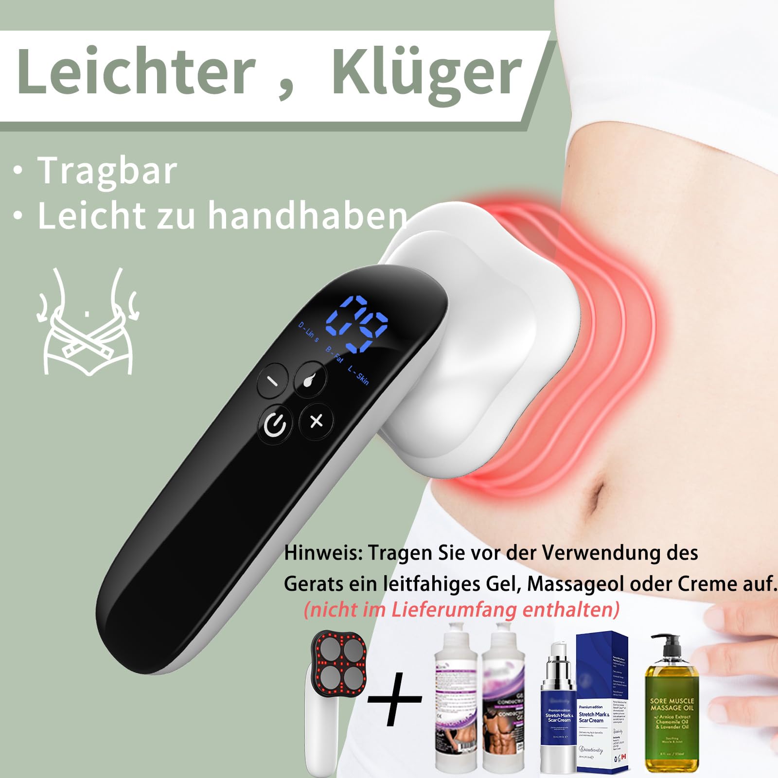 Cellulite Remover Massager  EMS Slimming Instrument Hand Held Body Sculpting Machine for Belly Waist Arm Leg and Butt