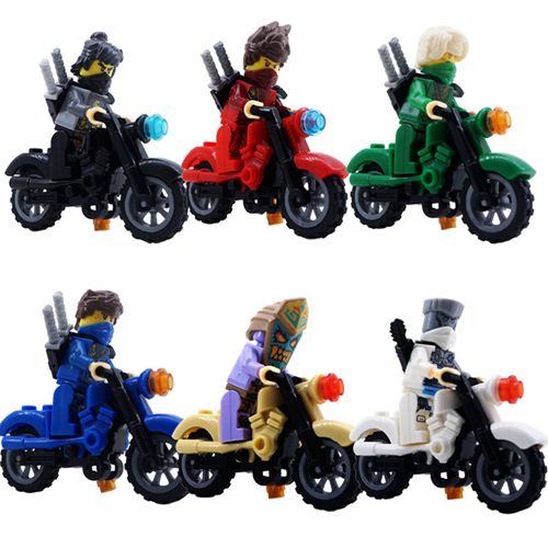 6Pcs Ninjago Motorcycle Minifigures Ninja Mini Figures Fits Blocks Toy Christmas Halloween Gift