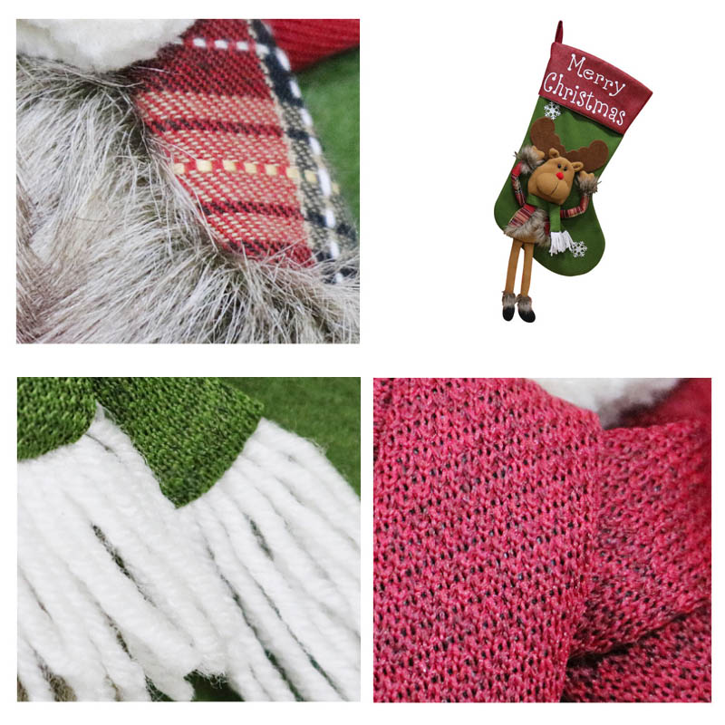 (1PCS Santa Claus) 45cm Luxury Christmas Stocking Deluxe Knit Gnomes Plush Santa Doll Xmas Sock Large Christmas Stocking Sock