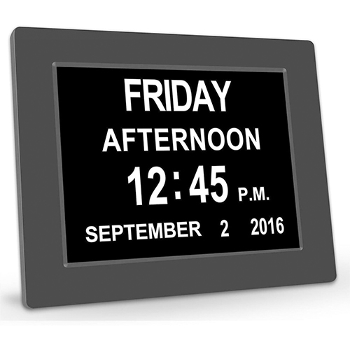 Digital Alarm Clock Calendar Memory Loss Day Clock with Extra Large Non-Abbreviated Day Month 7 Inch