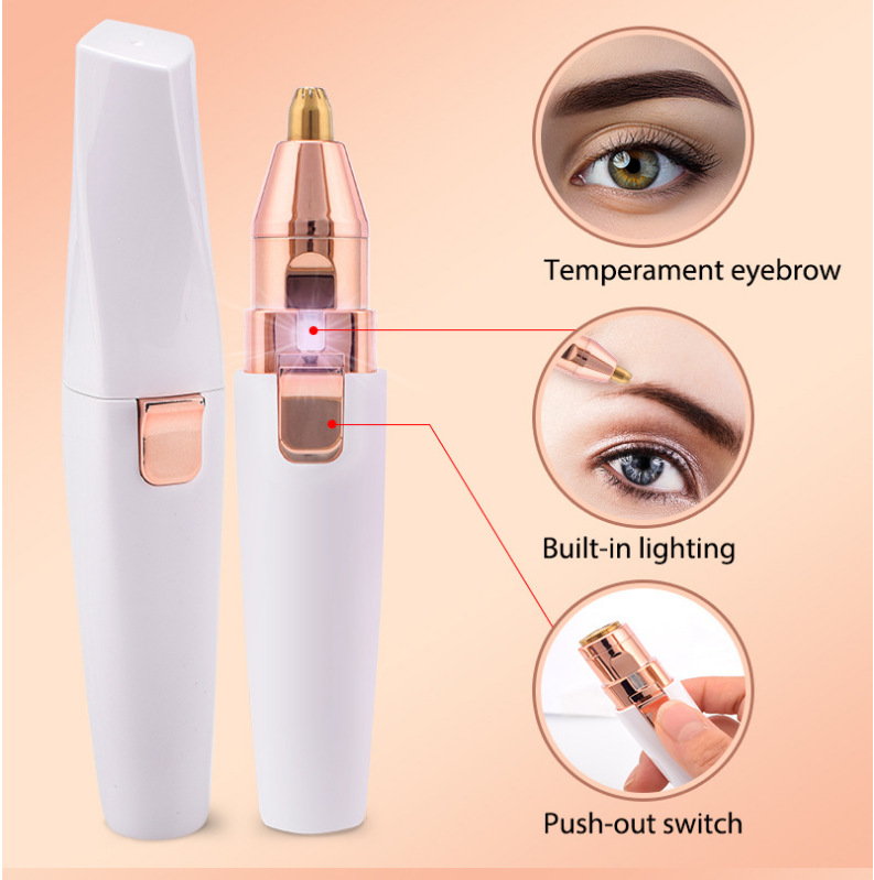 USB Rechargeable Eyebrow Trimmer & Hair Remover 2 in1 Grooming Tool for Women