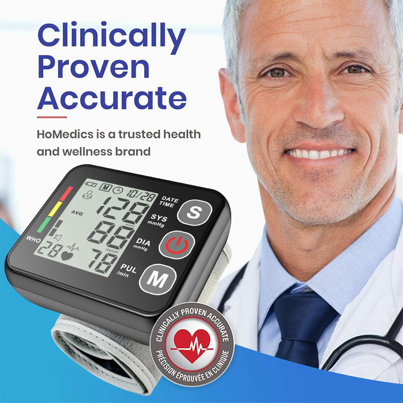 (White) Digital Wrist Blood Pressure Monitor With Large LCD Display BP Machine Cuff