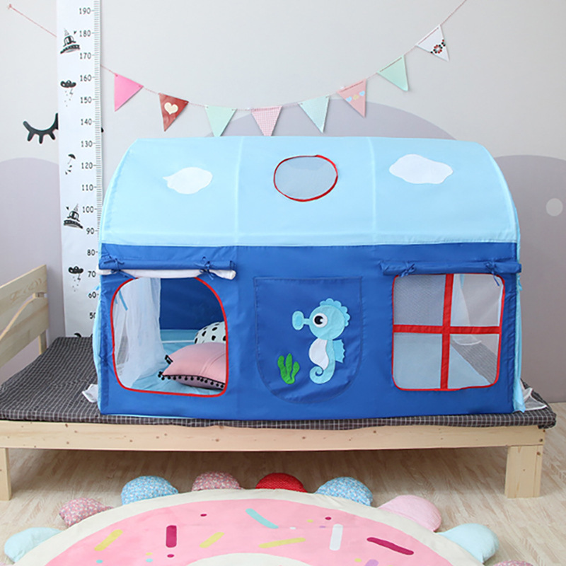 Blue Ocean Themed Pretend Play Tent for Kids - Indoor Imaginative Playhouse