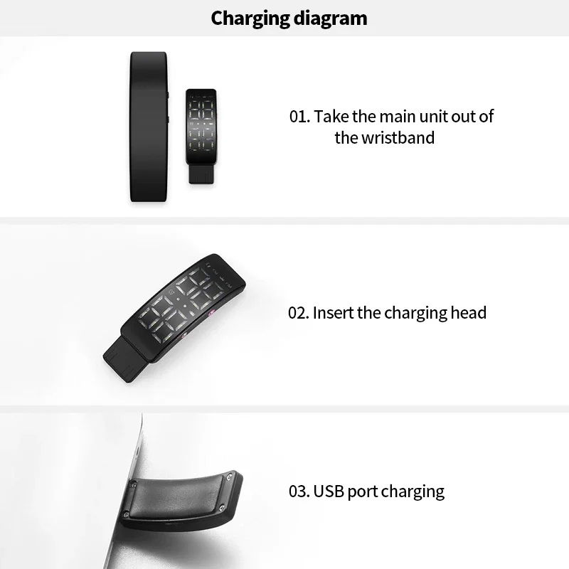 (Blue) Smart Multifunctional Wristband Fitness Bracelet IP65 Waterproof Sports LED Activity Sleep Tracker Smart Watch Pedometer