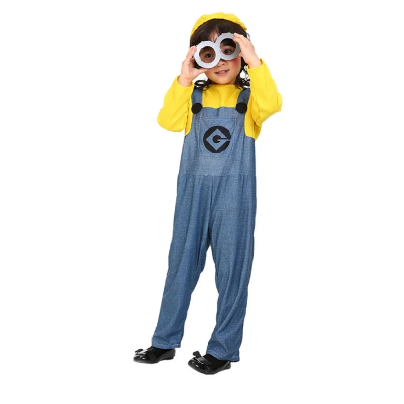 (Kid S) Despicable Me Costumes Minions Full Family Cosplay Costume Boy Girl Halloween Dress Jumpsuits Masquerade Carnival Party Dress Up