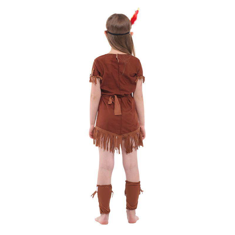 (M) Indian Princess Costumes Halloween Kids Party Stage Pretty Girls Boys Bueaty Princess Pocahontas Indian Cosplay Costume Fancy Dress Halloween Carnival