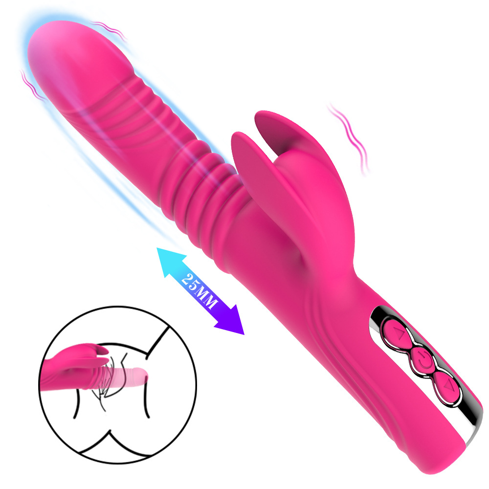 (Rose Red) Dual Vibrator Scalable Dildo Sex Machine Clitoris Stimulator Rabbit Vibro Wand Massager Bullet Vaginal G Spot Adult Sex Toys for Women Orgasm Waterproof