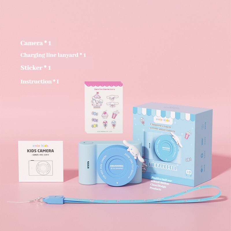 (Blue) Hello Kitty Kuromi Retro Camera For Kids Cartoon Cute Pink Digital Kuromi Camera For Kids Selfie Small Dslr C5-1 In Stock